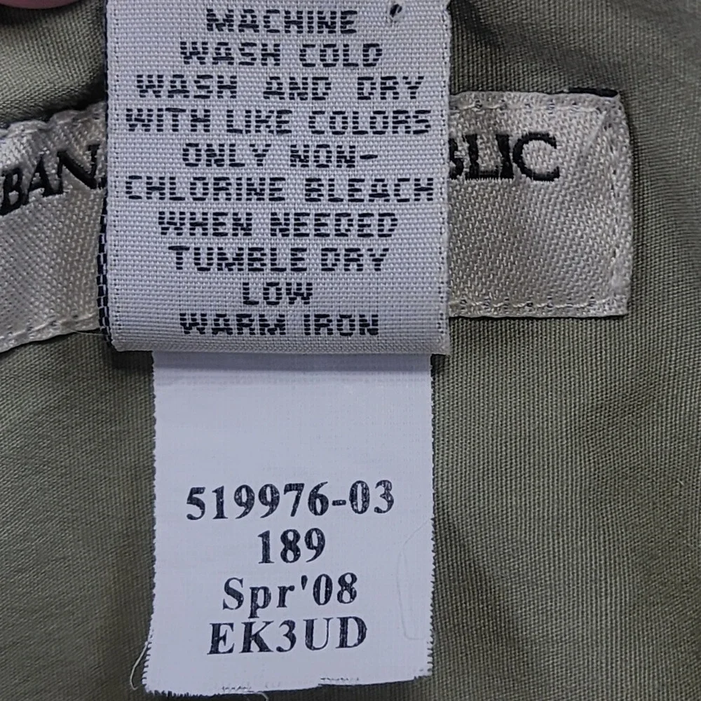 Banana Republic Mens Short Sleeve Button Down XL Olive Khaki Stretch Cotton